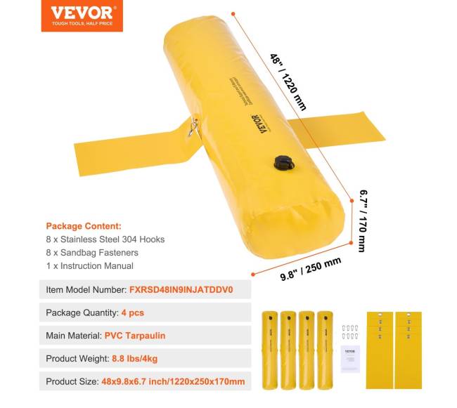 Potvynių barjerai, smėlio maišų alternatyva, 4 vnt.6
