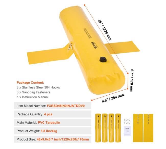 Potvynių barjerai, smėlio maišų alternatyva, 4 vnt.10