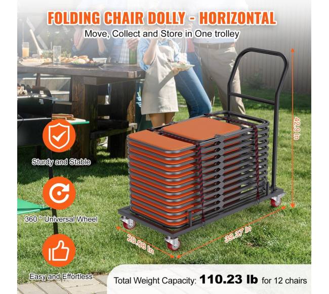 Sulankstomų kėdžių vežimėlis su 12 vietų1