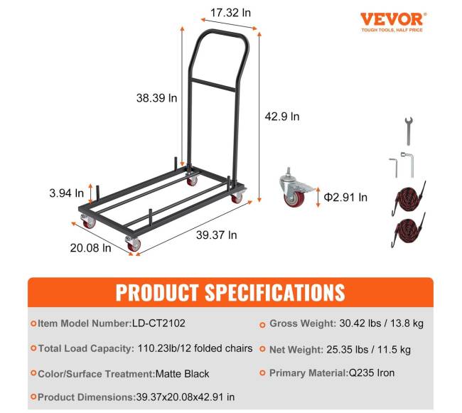 Sulankstomų kėdžių vežimėlis su 12 vietų6