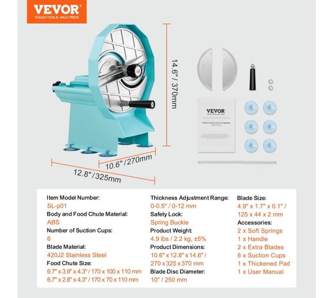 Rankinis daržovių pjaustytuvas su reguliuojamu storiu6