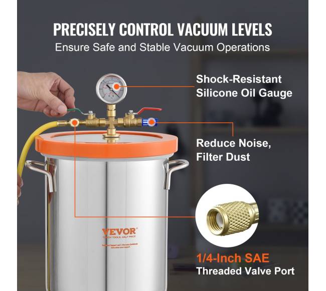 5 galonų vakuuminė kamera su stiklo dangčiu5