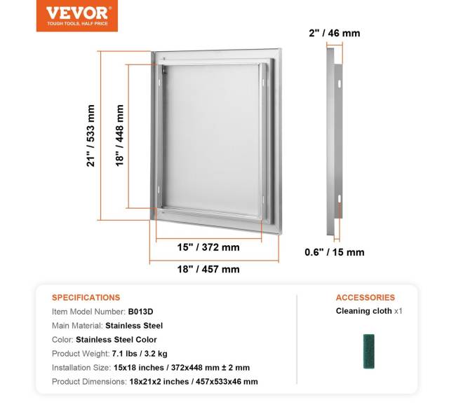 Lauko virtuvės durys 457x533 mm6