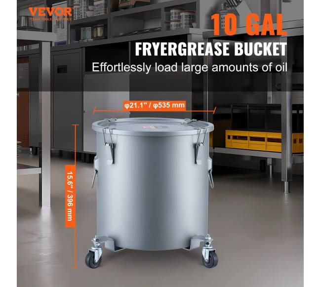 Keptuvės riebalų kibiras, 37.8L talpos, pilkos spalvos1