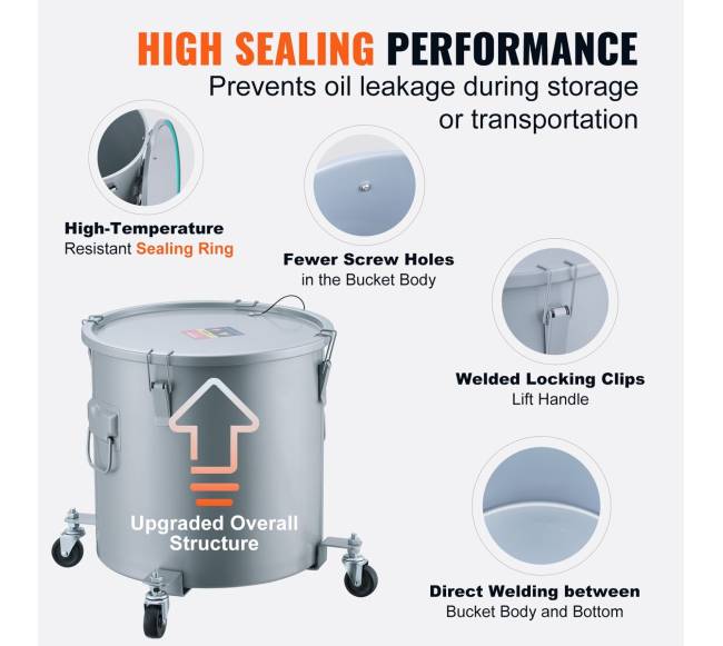 Keptuvės riebalų kibiras, 37.8L talpos, pilkos spalvos3