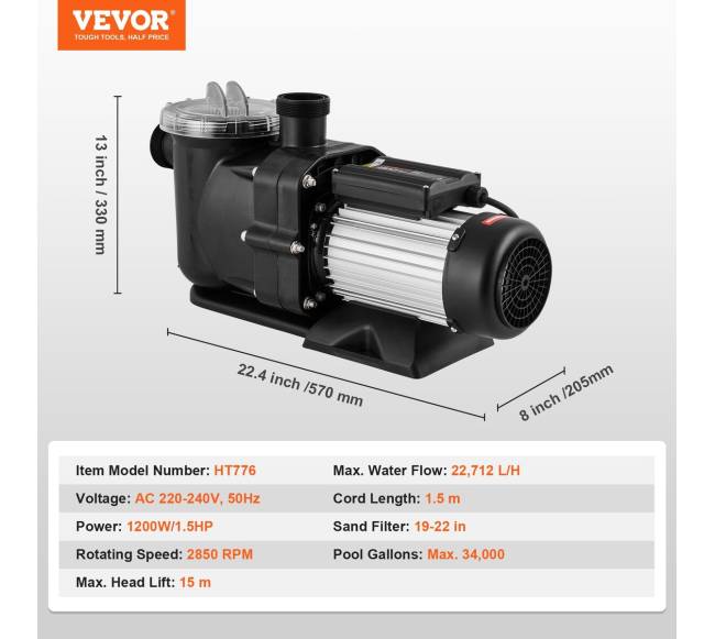 Antžeminis baseino siurblys 1,5 AG 100 GPM6