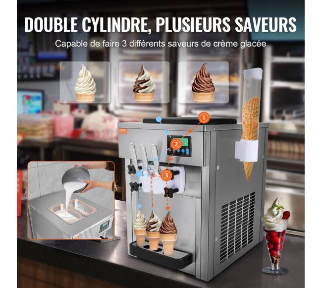 Komercinė minkštųjų ledų gaminimo mašina 20 lh2