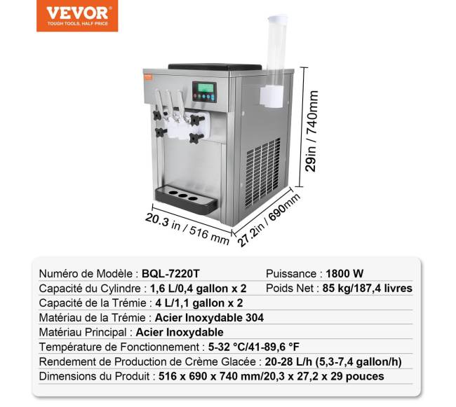 Komercinė minkštųjų ledų gaminimo mašina 20 lh6