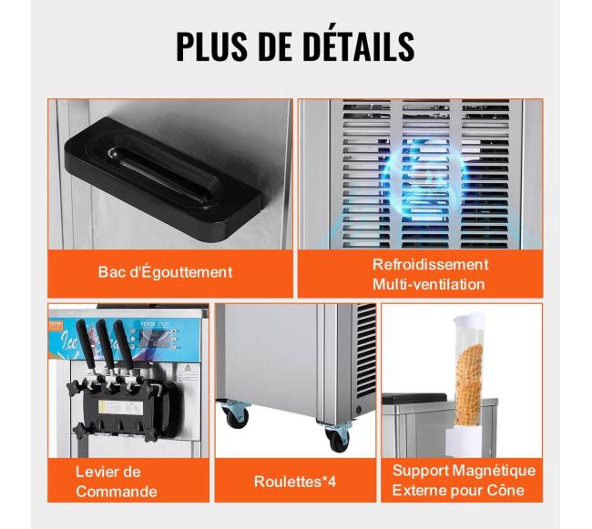 Trijų skonių minkštasis ledų gaminimo aparatas5