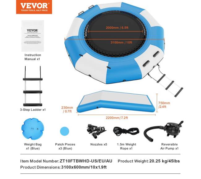 10ft pripučiamas vandens batutas su nusileidimu6