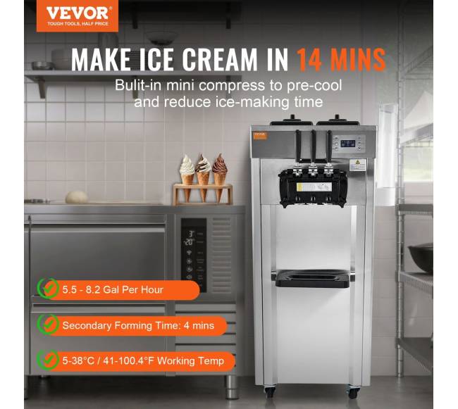 Konditerinė minkšto ledų gaminimo mašina, 3 skonių1