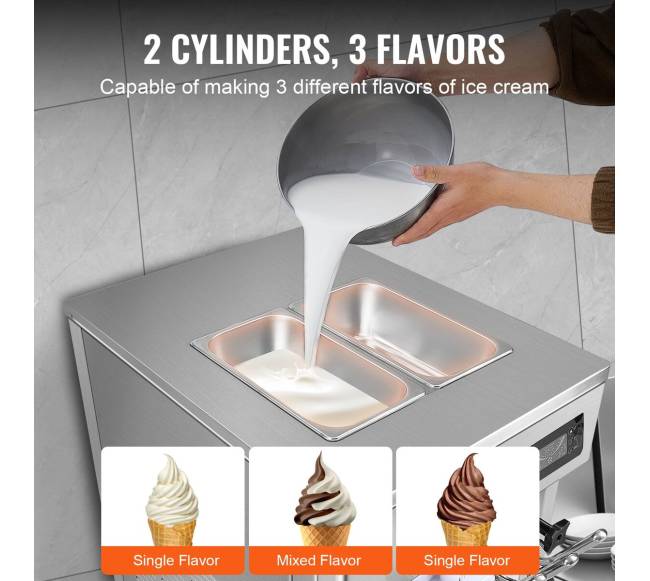 Komercinė minkštų ledų mašina su trimis skonių pasirinkimais2