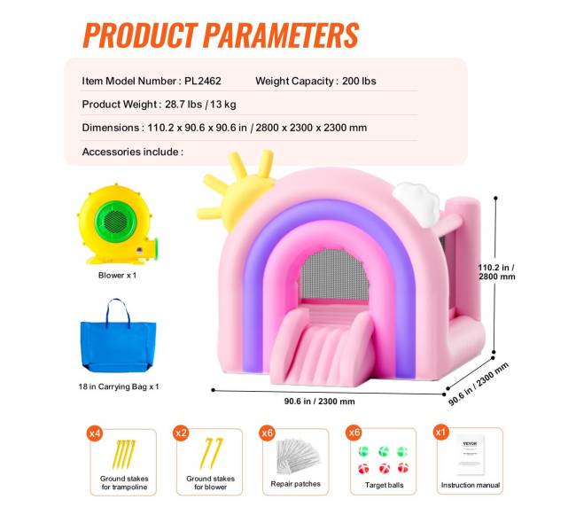 Pripučiamas batutas su čiuožykla vaikams6