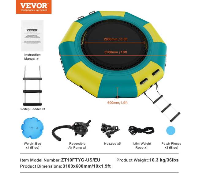 3 m pripučiamas vandens batutas baseinui ir ežerui6