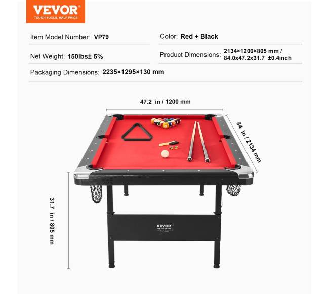 Biliardo stalas, 7 pėdų sulankstomas6