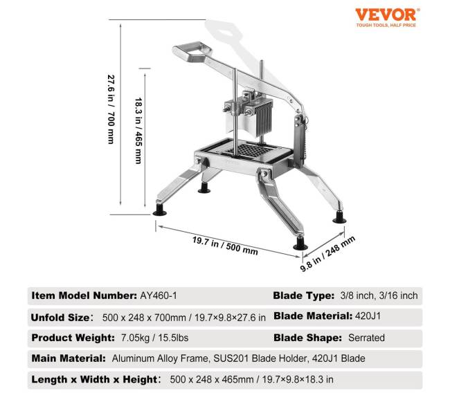Rankinis daržovių pjaustyklė iš aliuminio ir plieno6
