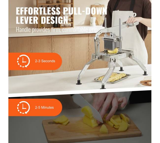 Komercinis daržovių pjaustytuvas, 6,35 ir 12,7 mm2