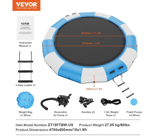 4,5 m pripučiamas vandens batutas6