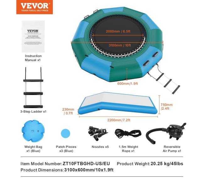 3 m pripučiamas vandens batutas su čiuožykla6
