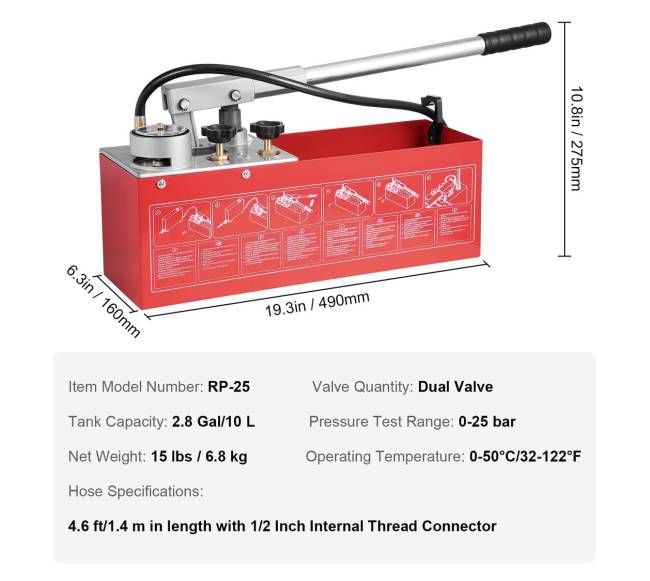 Hidrostatinė bandymų pompa su vožtuvu, 25 bar6