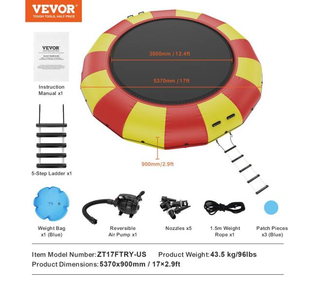 17 pėdų pripučiamas vandens batutas baseinui6