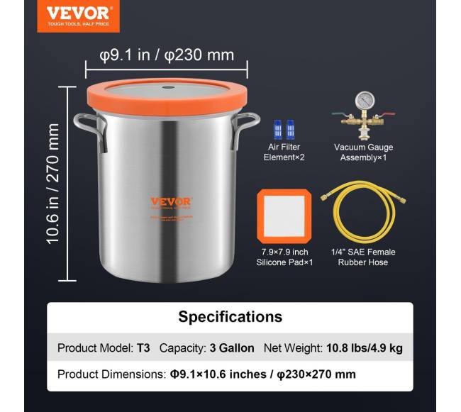 Vakuumo kamera su grūdinto stiklo dangčiu, 11.4 l6