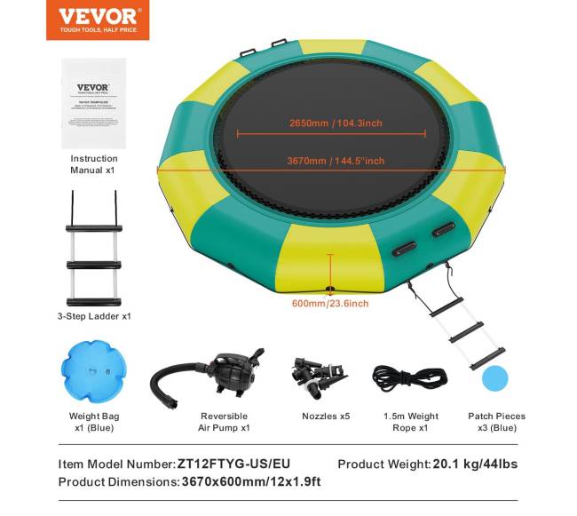 3,6 m pripučiamas vandens batutas6