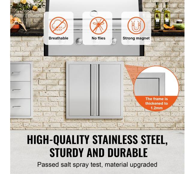 Lauko virtuvės durys 610x610 mm, nerūdijančio plieno2