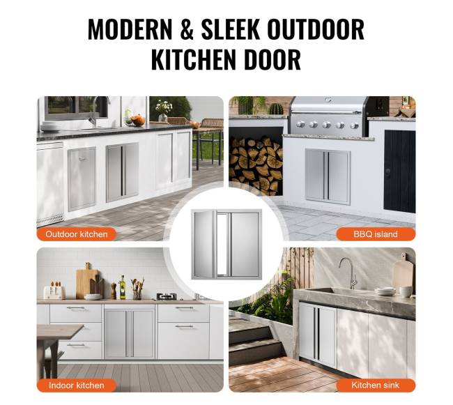 Lauko virtuvės durys 610x610 mm, nerūdijančio plieno5