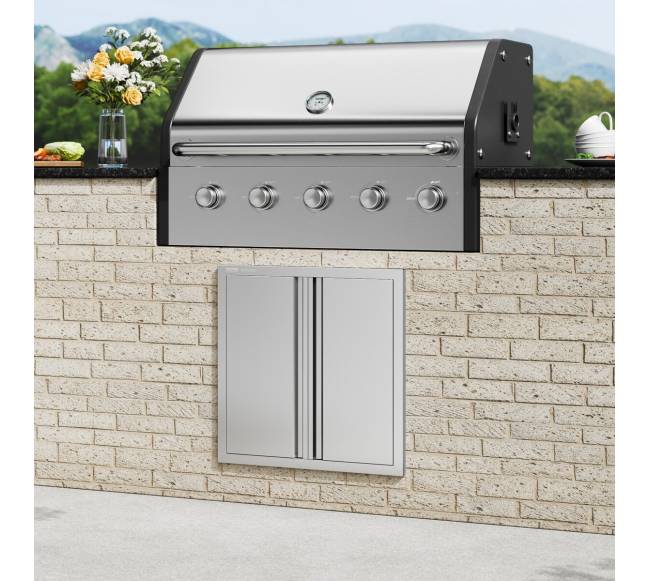 Lauko virtuvės durys 610x610 mm, nerūdijančio plieno7