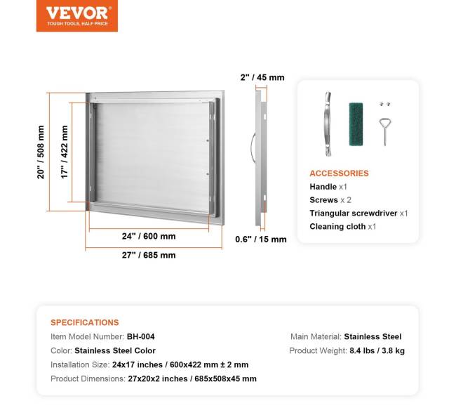 Nerūdijančio plieno lauko durys griliui6