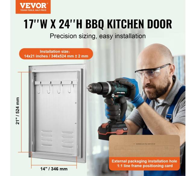 nerūdijančio plieno 610x431 mm BBQ durys1