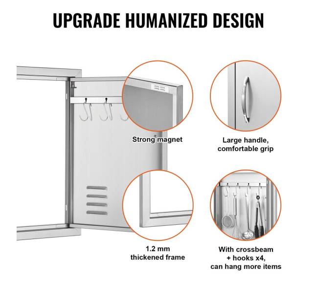 nerūdijančio plieno 610x431 mm BBQ durys4