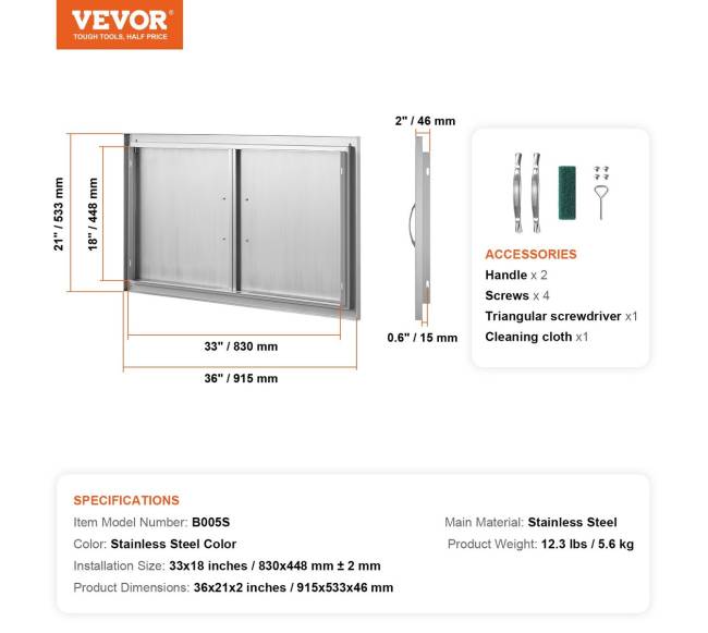 Lauko virtuvės dvigubos durys 915x533 mm6