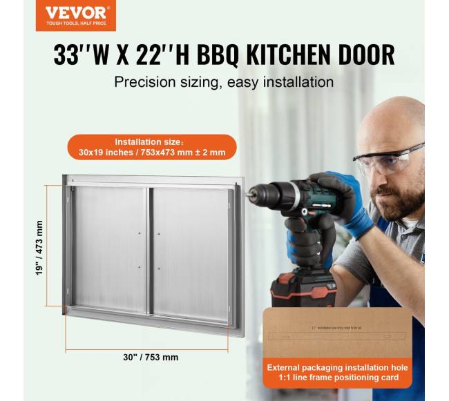 Nerūdijančio plieno BBQ prieigos durys 838x558 mm1