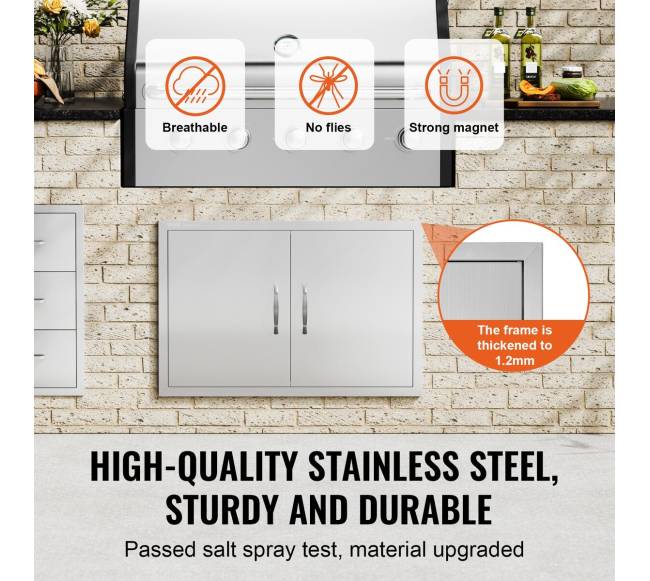 Nerūdijančio plieno BBQ prieigos durys 838x558 mm2