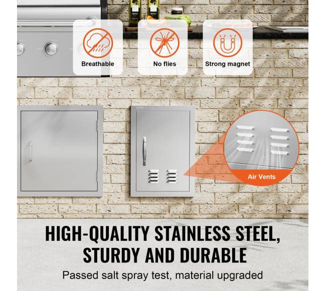 Lauko virtuvės nerūdijančio plieno durelės 356x508 mm2