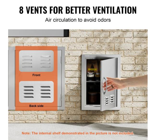 Lauko virtuvės nerūdijančio plieno durelės 356x508 mm3