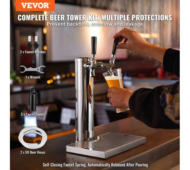 Dvigubas alaus bokštas su čiaupais1