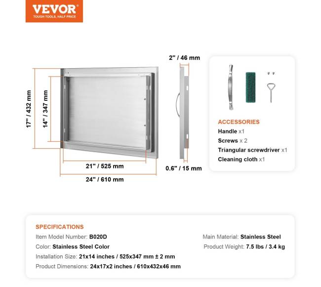 lauko virtuvės prieigos durys 610x432 mm6