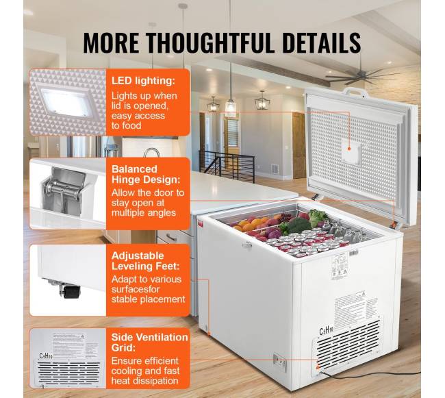 Krūtinės šaldiklis su 4 nuimamomis krepšeliais5