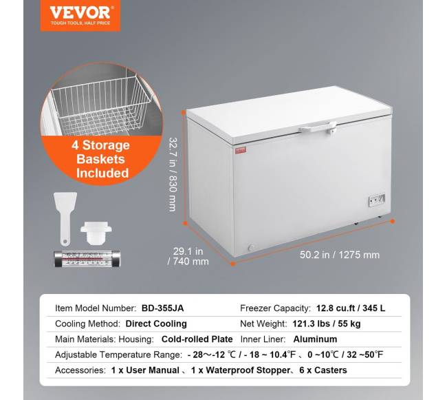 Krūtinės šaldiklis su 4 nuimamomis krepšeliais6