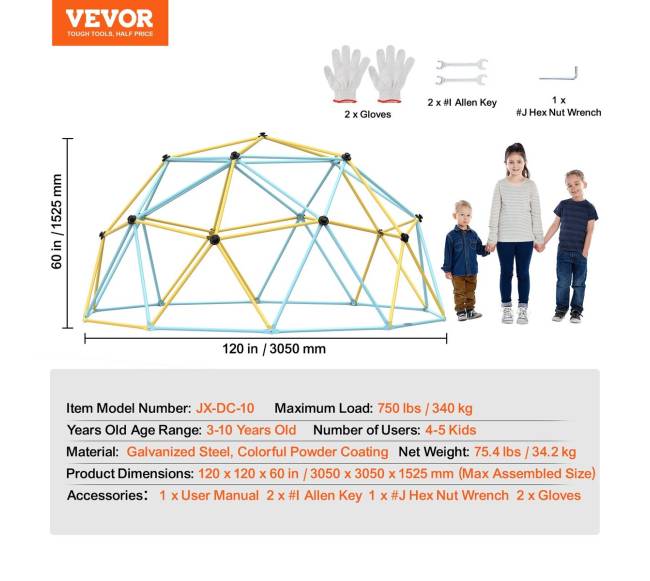 Vaikų laipiojimo kupolas, 10FT diametras6