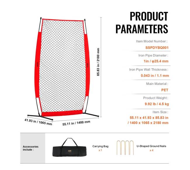 Basebolo ir softballo apsauginis ekranas 213x122 cm6