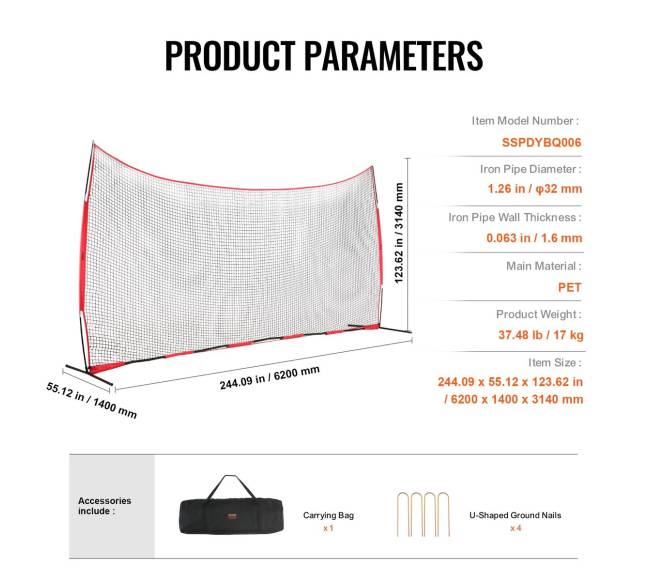 Sporto tinklas, 6x3 m barjerinė tinklinė įranga6