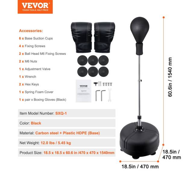 Reguliuojamas bokso kriaušės krepšys su pirštinėmis6