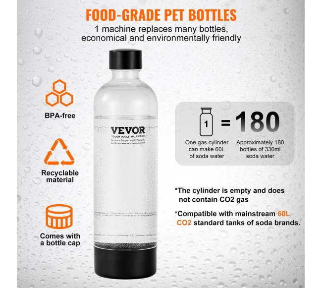 Vandens gazavimo aparatas namams, 1L rinkinys CO23