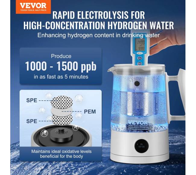 Vandenilio vandens ąsotis 1.5 L su PEM ir SPE1