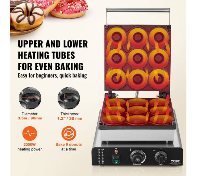 Elektrinė spurgų gaminimo mašina, 2000W, 9 skylių2