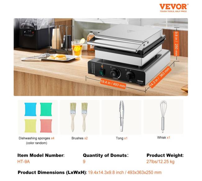 Elektrinė spurgų gaminimo mašina, 2000W, 9 skylių6